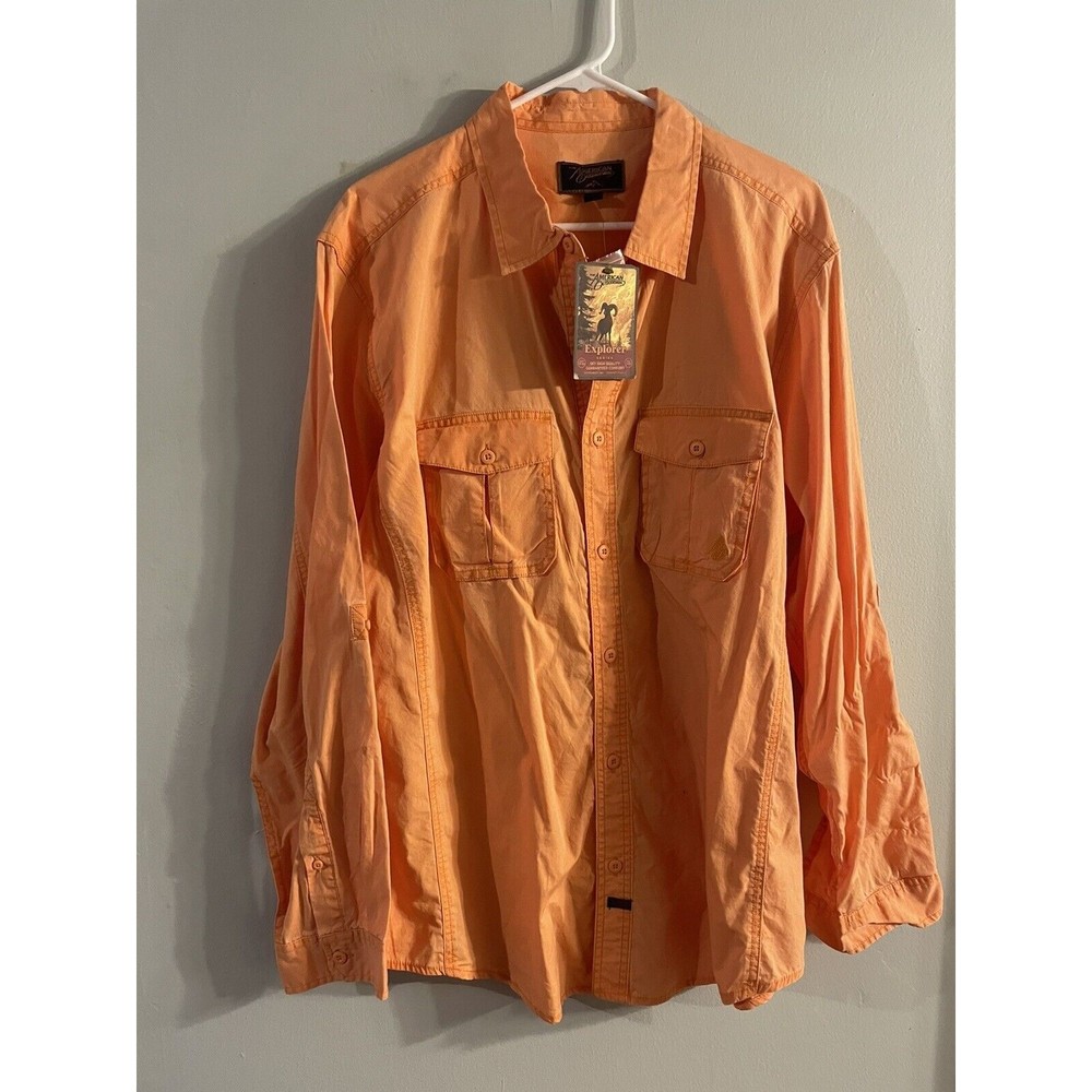 The American Outdoorsman The Explorer Series Long Sleeve Button NWT SZ XL Orange